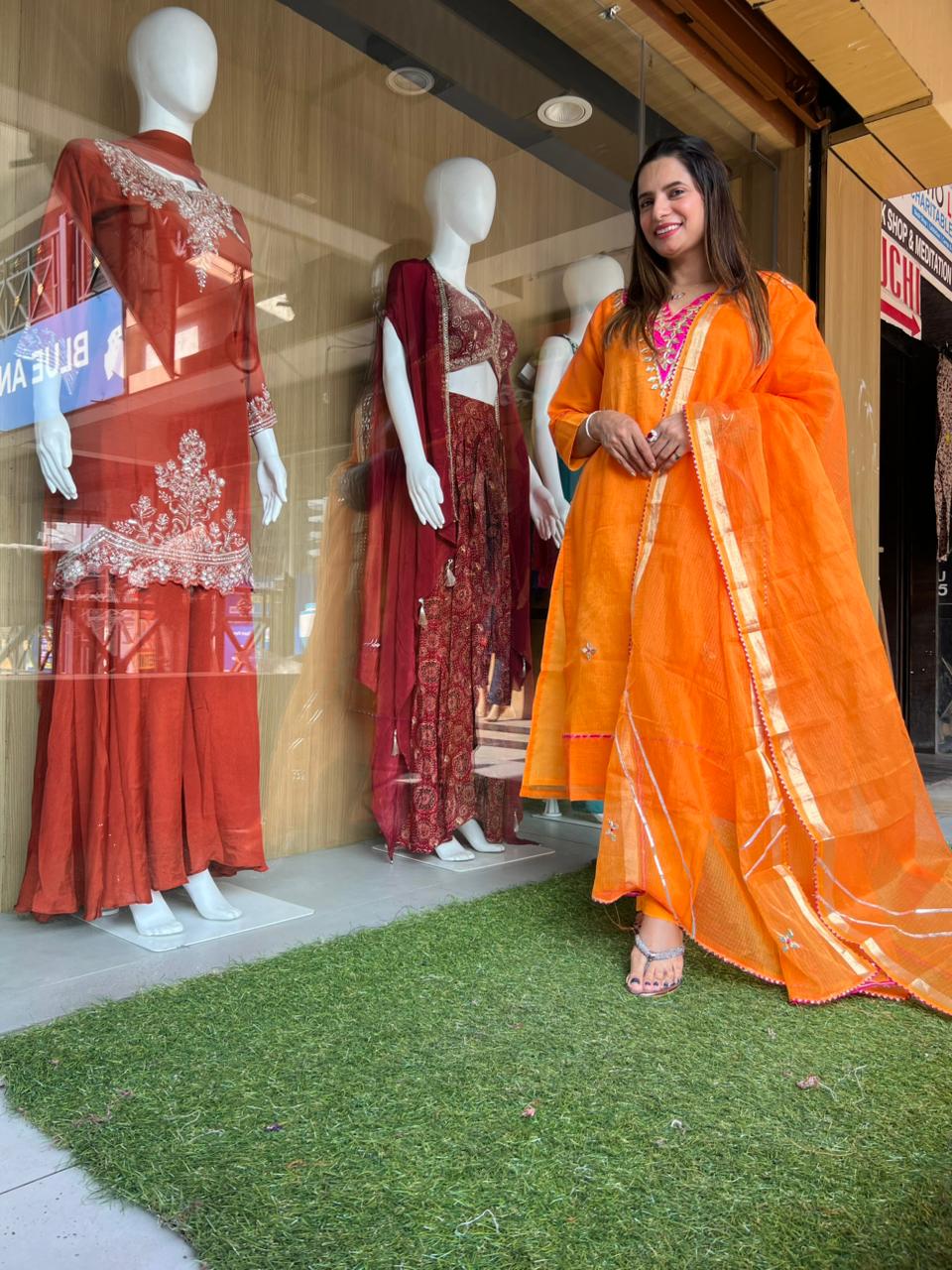 Kota Doria Kesariya 3pc Set