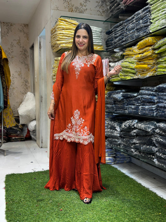 Dola Silk Rust Orange 3pc Set