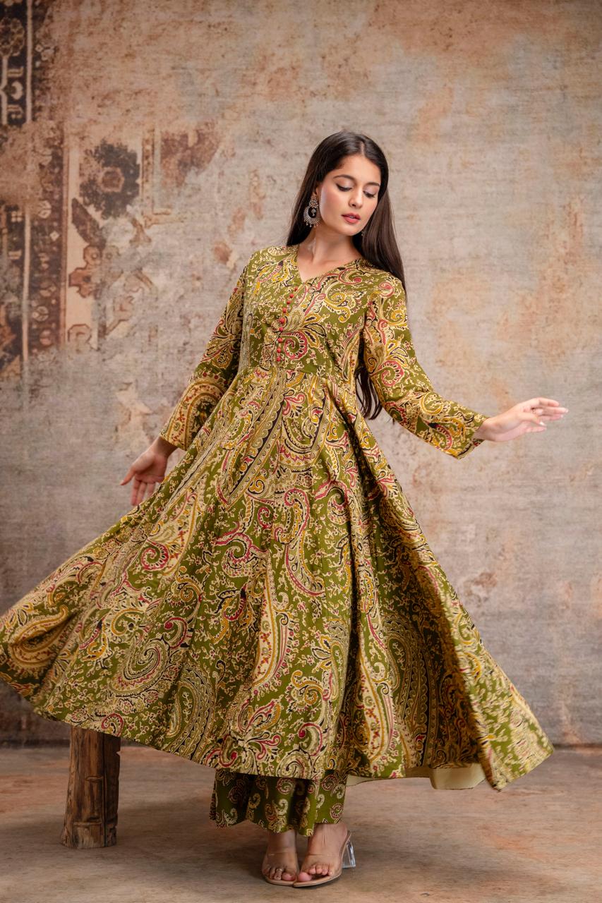 Cotton Mahendi Green 3pc Set