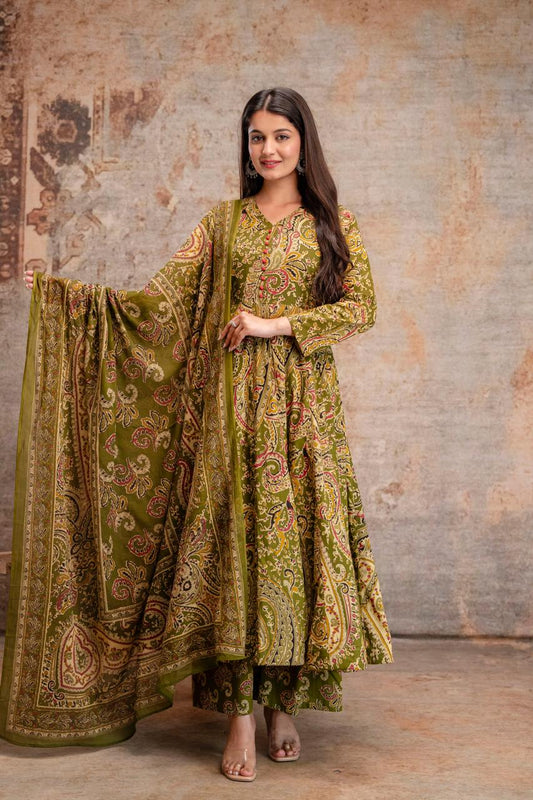 Cotton Mahendi Green 3pc Set