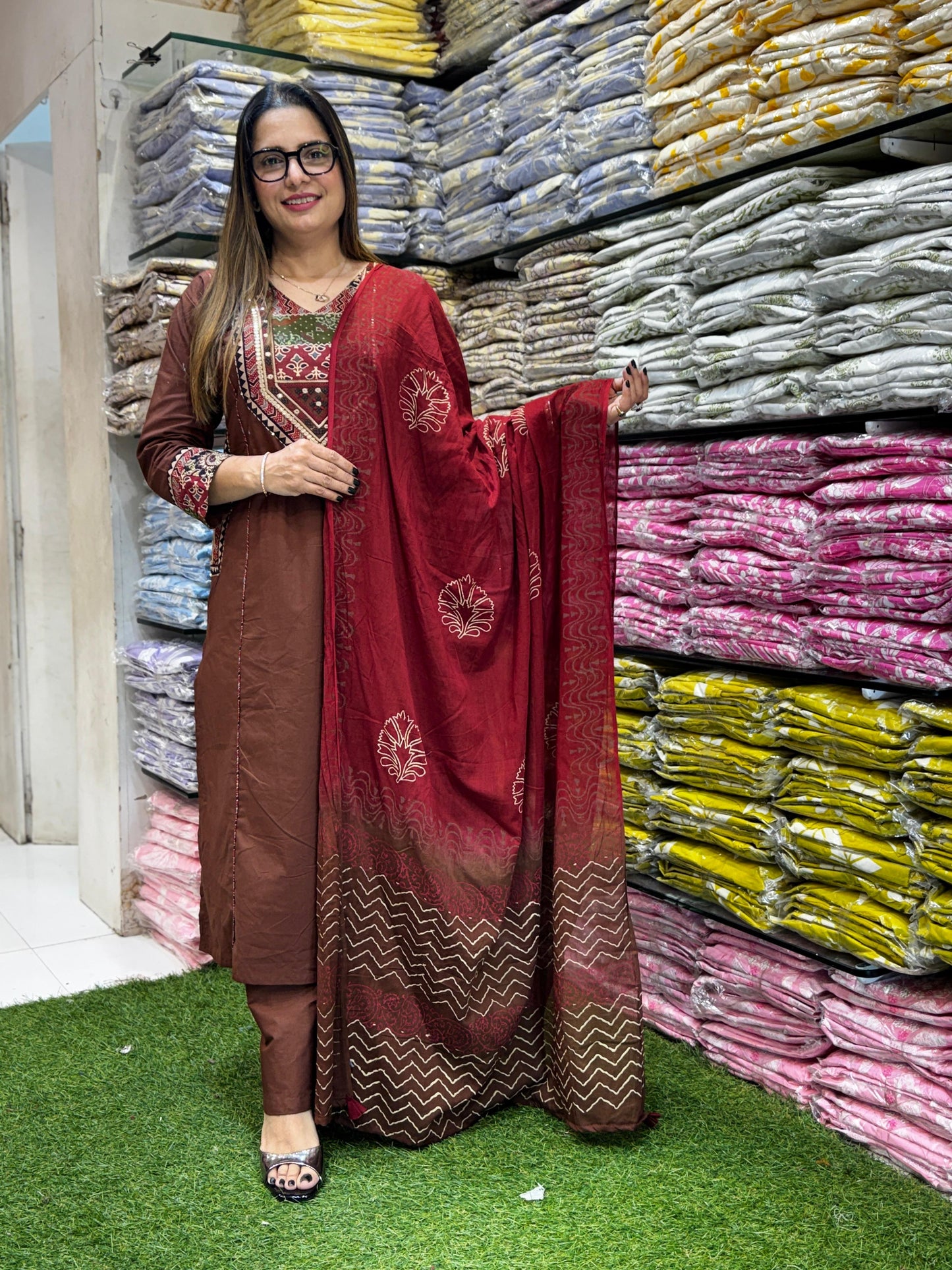 Slub Cotton Brown 3pc Set