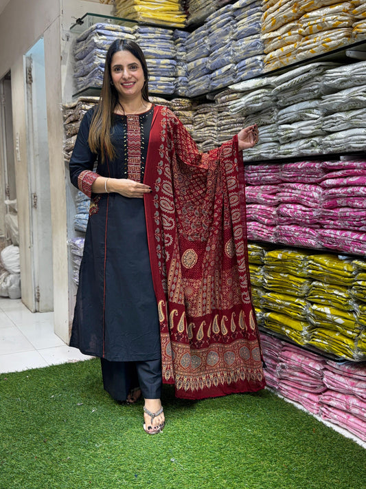 Slub Cotton Black 3pc Set