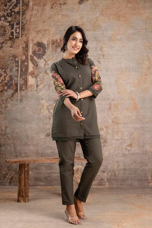 Cotton Mahendi Green 2pc Set