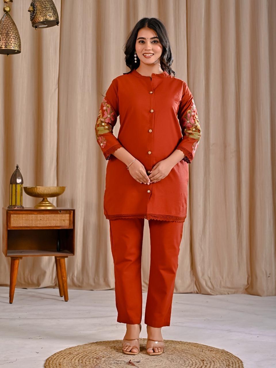 Cotton Rust Orange 2pc Set
