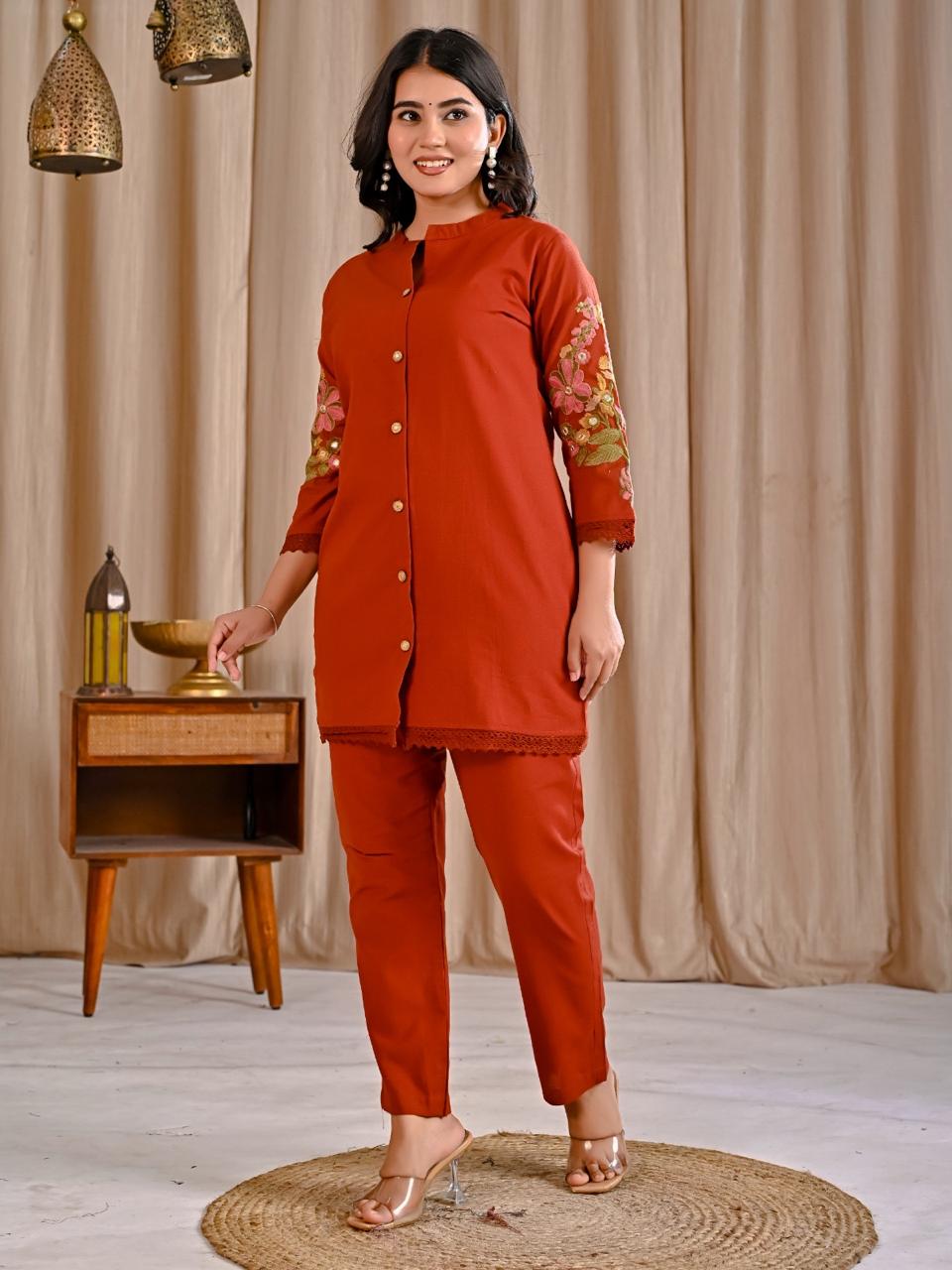 Cotton Rust Orange 2pc Set