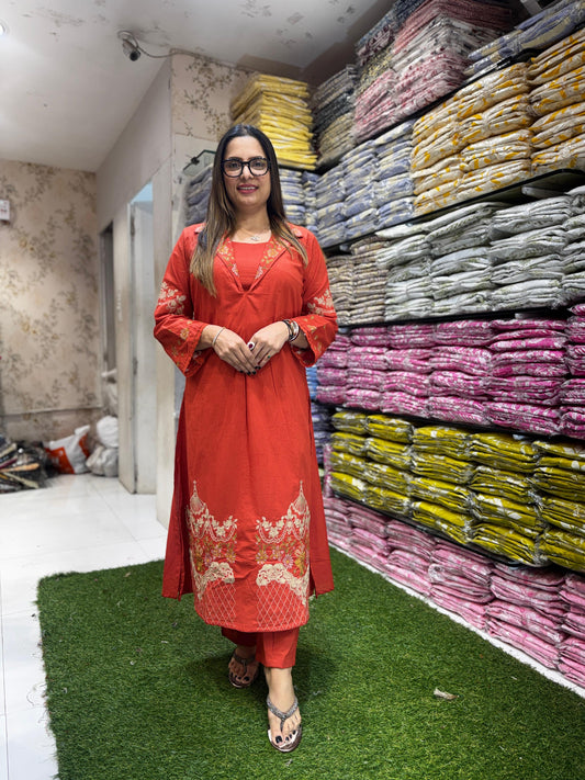 Pure Cotton Rust Orange 2pc Set