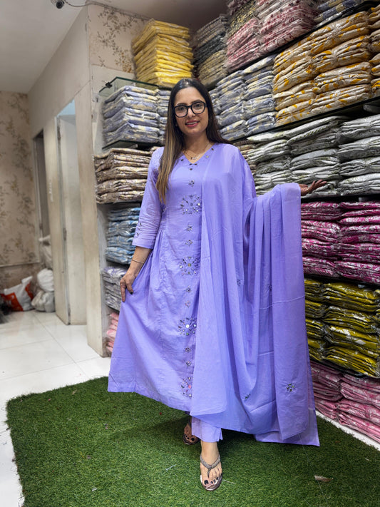 Mull Cotton Lylac Purple 3pc Set