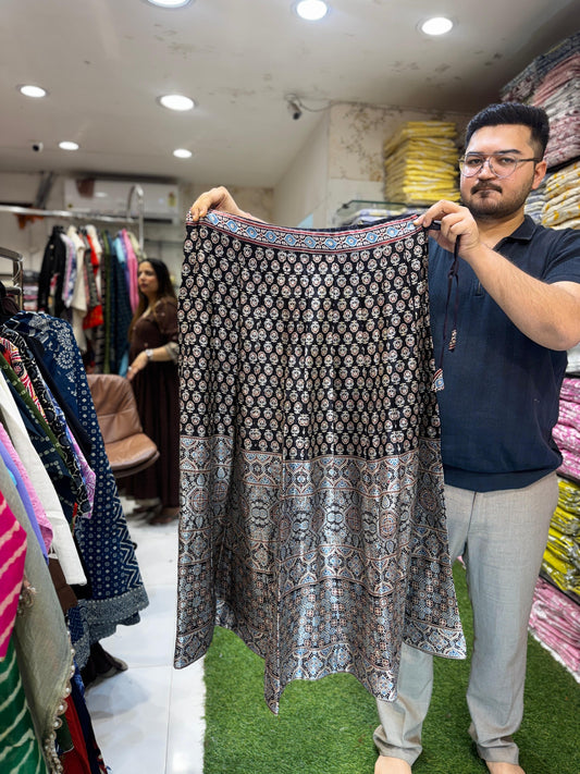 Satin Gaji Black Skirt