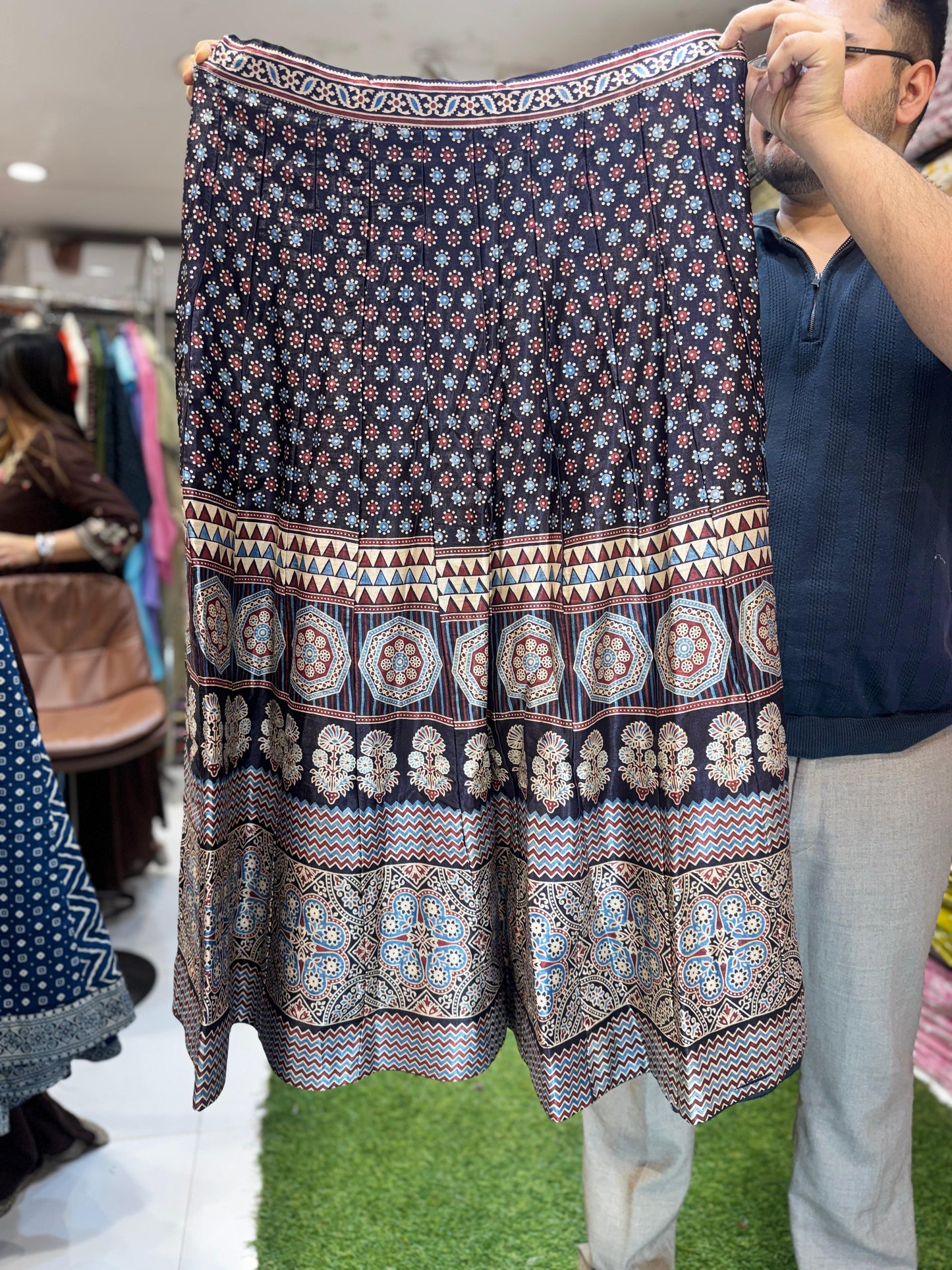 Satin Gaji Black Skirt