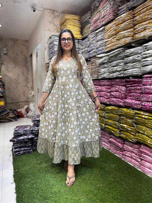 Flex Cotton Gray Green Midi