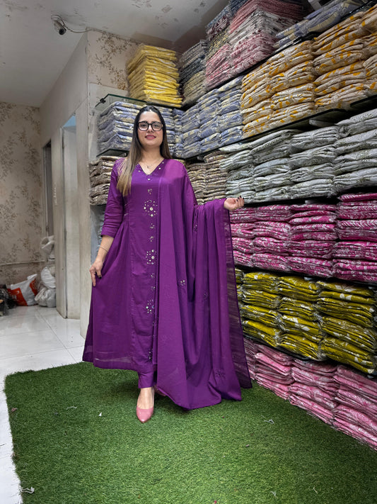 Mull Cotton Purple 3pc Set