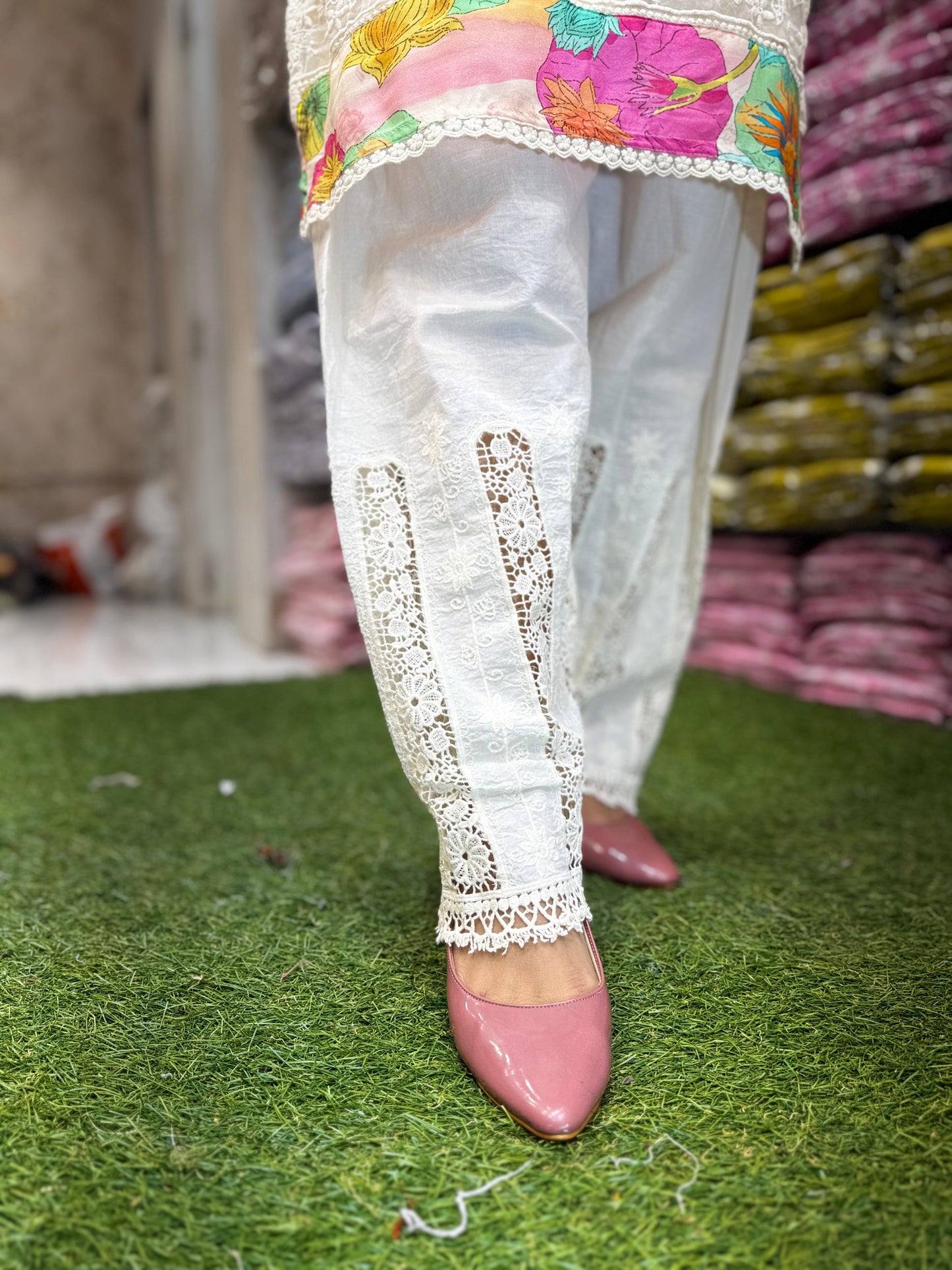 Muslin Off White Farsi Salwar 2pc Set