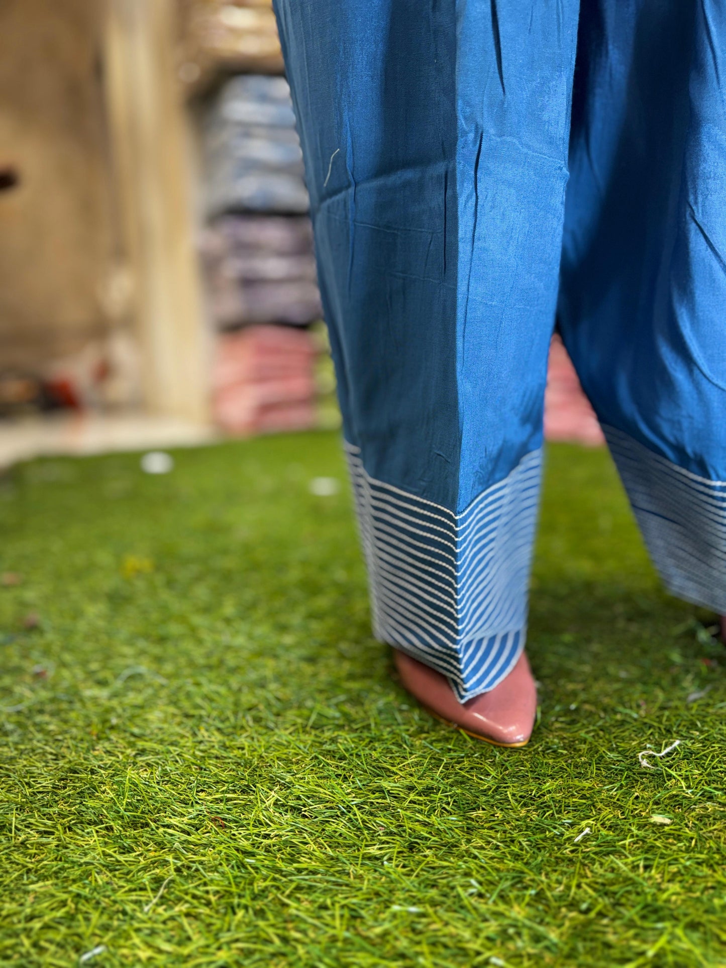 Pure Muslin Blue Farsi Salwar 2pc Set