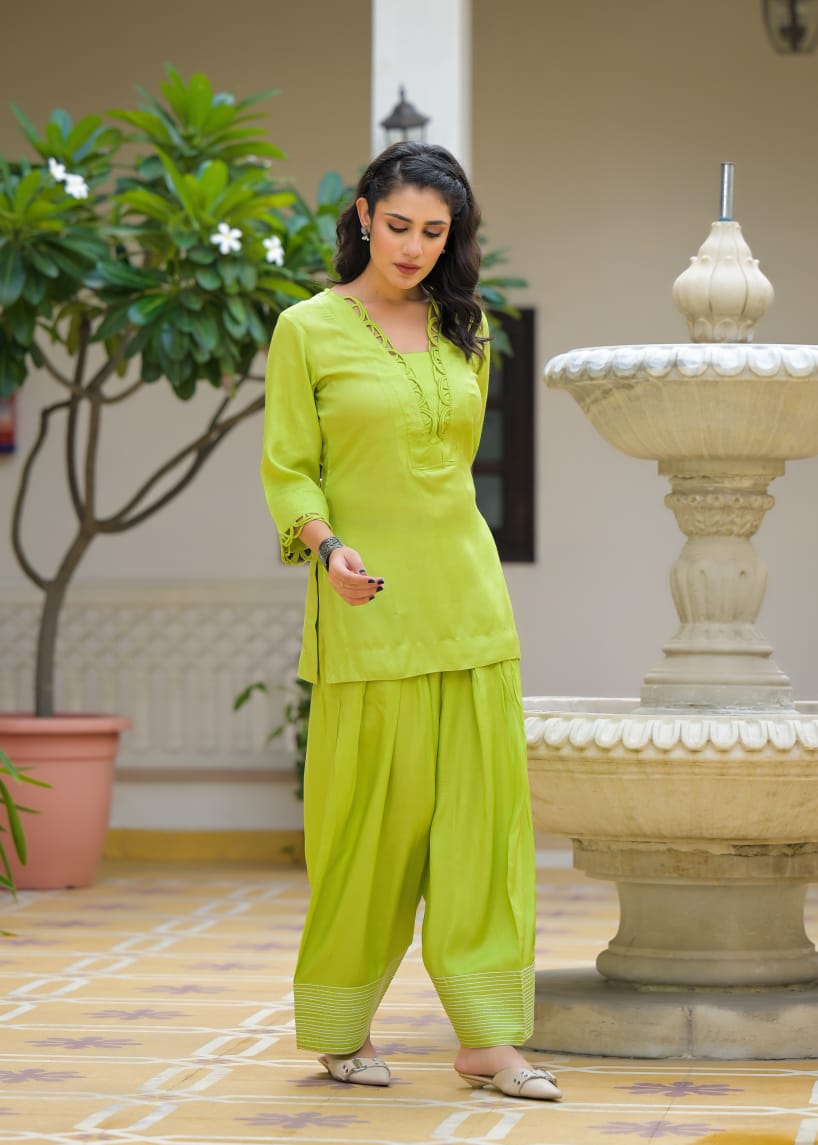 Pure Muslin Farsi Salwar Green 2pc Set