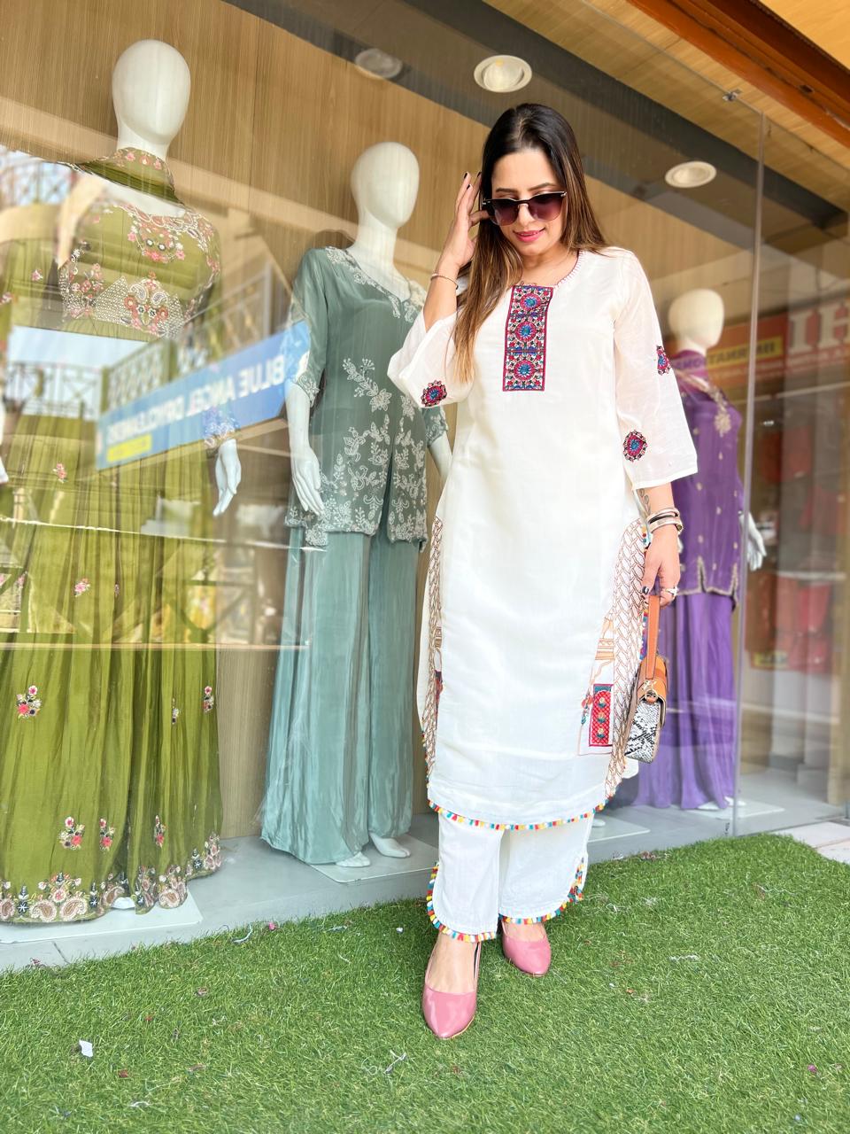 Mull Chanderi Off White 2pc Set