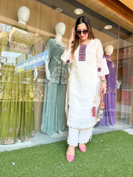 Mull Chanderi Off White 2pc Set