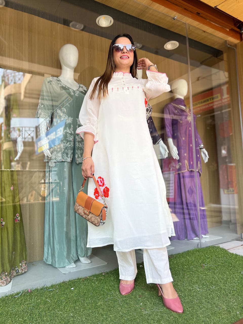 Mull Chanderi Off White 2pc Set