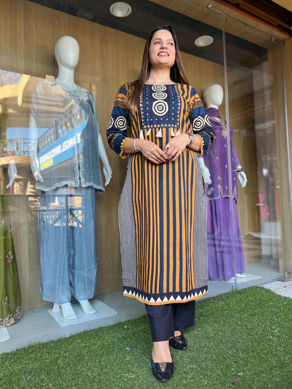 Jaipuri Cotton Golden Yellow 3pc Set