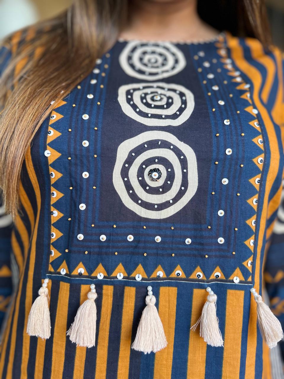 Jaipuri Cotton Golden Yellow 3pc Set