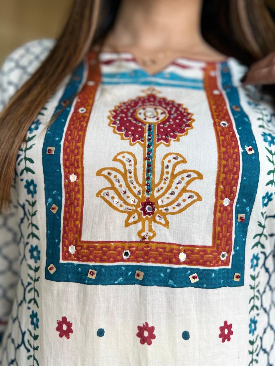 Jaipuri Cotton Cream 3pc Set