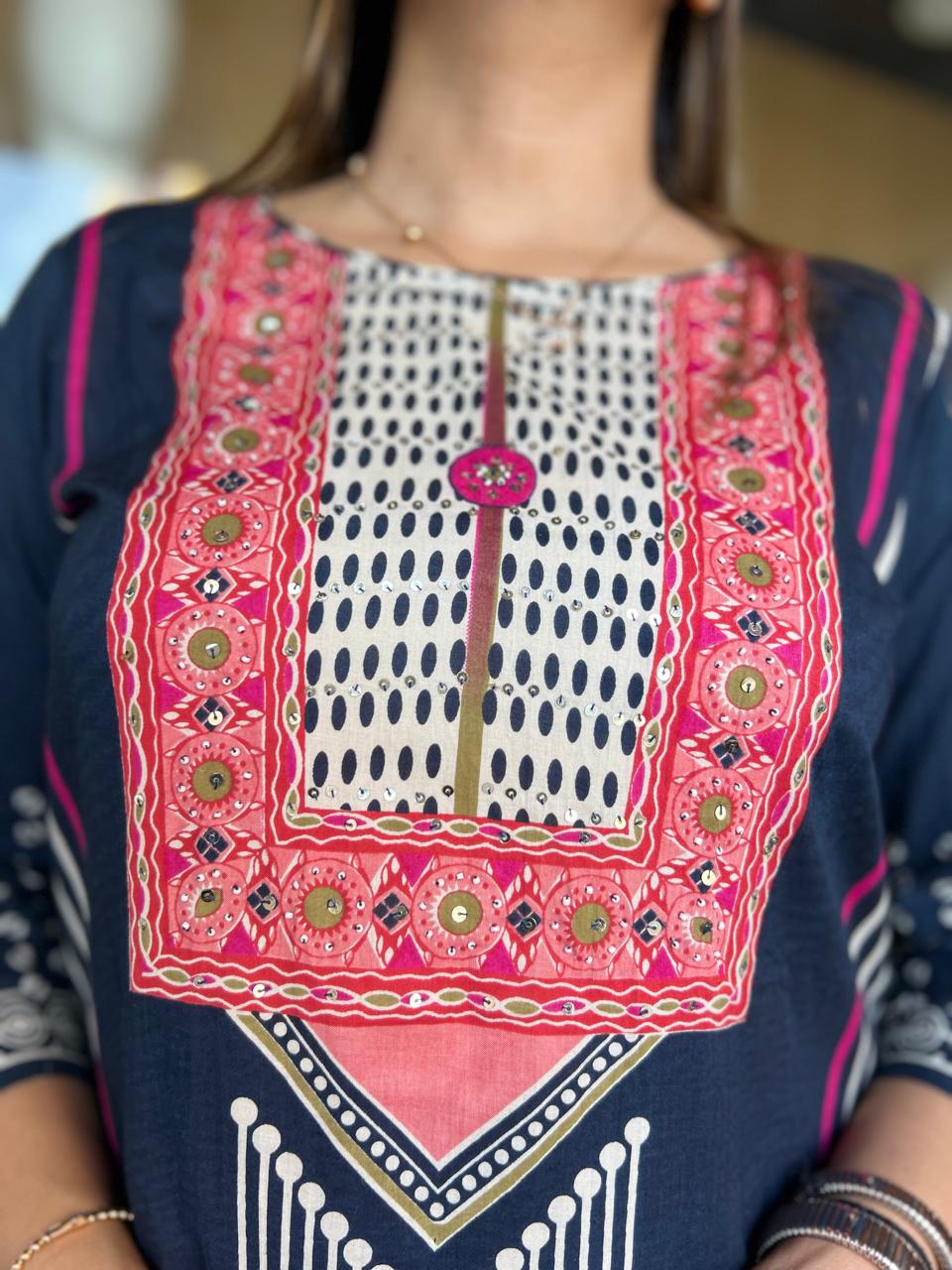 Jaipuri Cotton Dark Blue 3pc Set