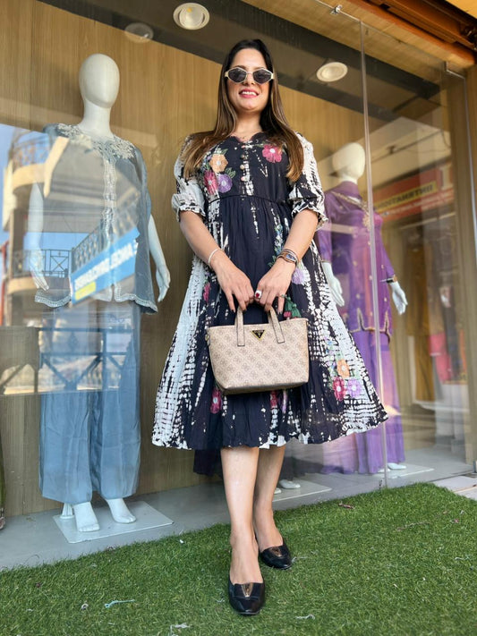 Pure Mull Cotton Black Midi