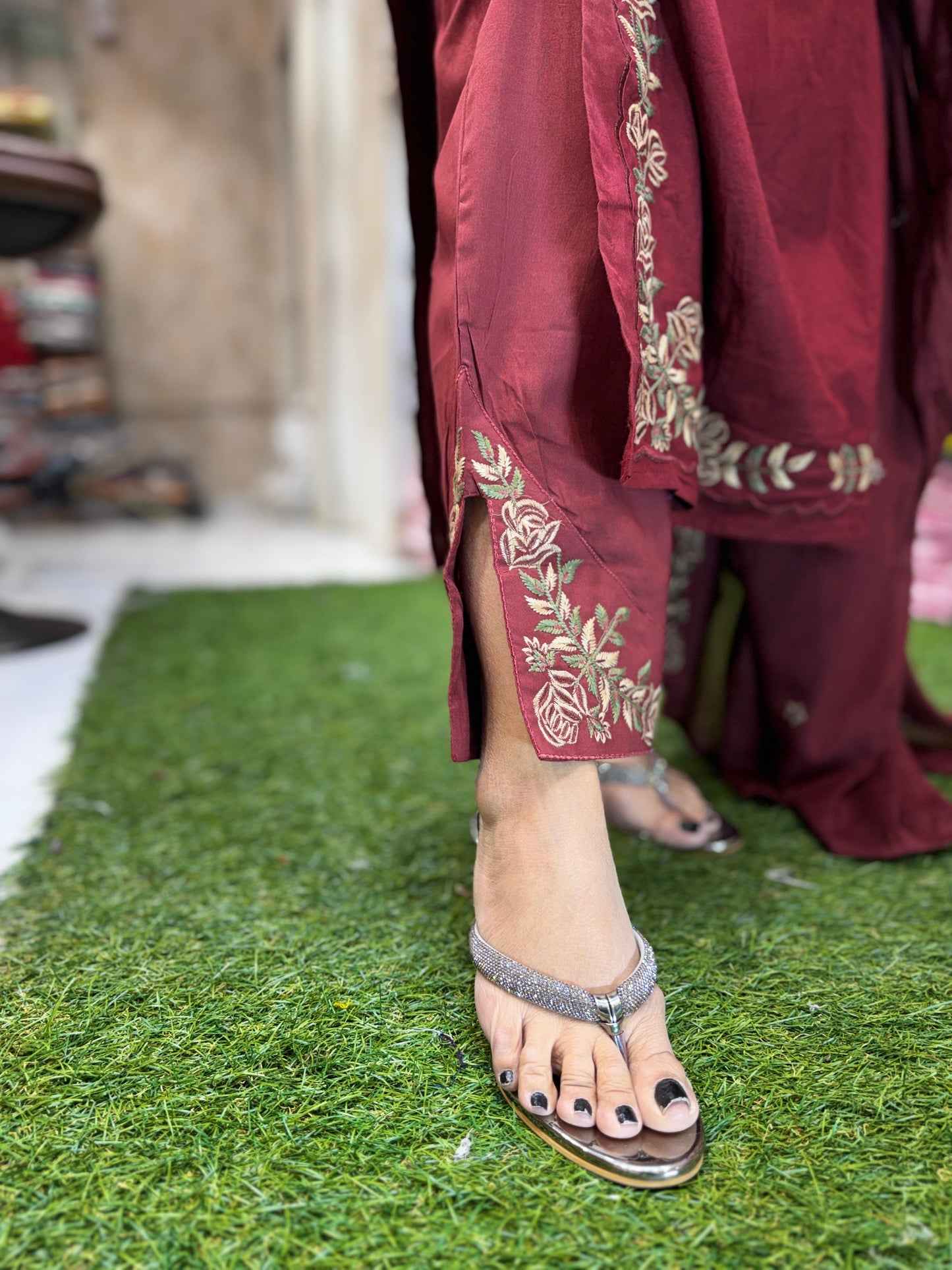 Pure Cotton Maroon 3pc Set