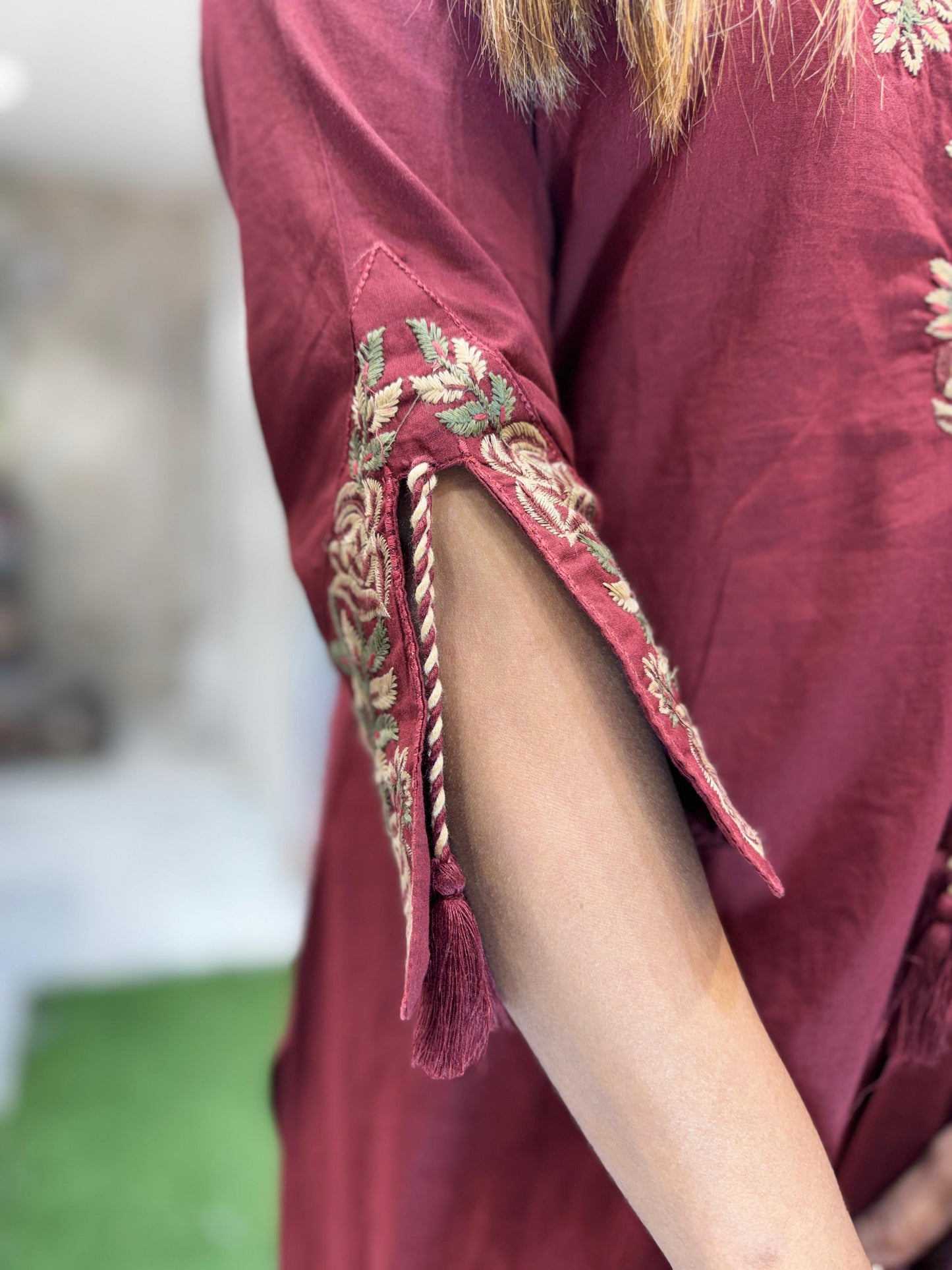Pure Cotton Maroon 3pc Set