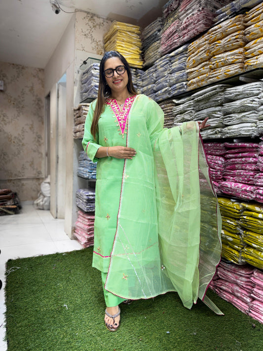 Pure Kota Doria Green 3pc Set