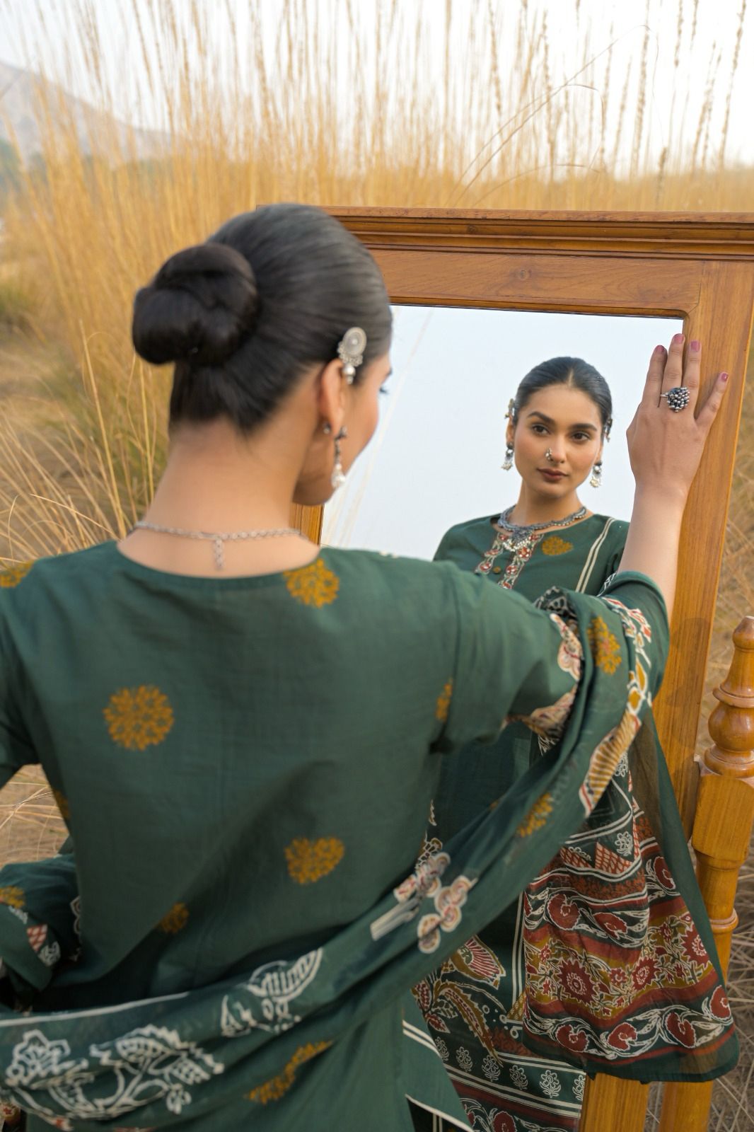 Jaipuri Cotton Green 3pc Set