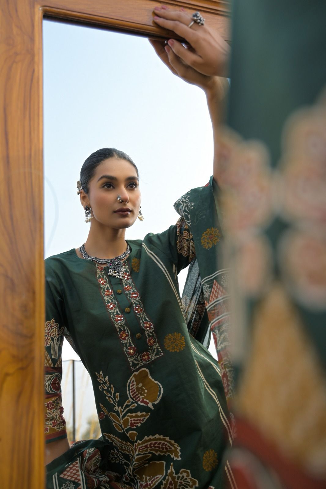 Jaipuri Cotton Green 3pc Set