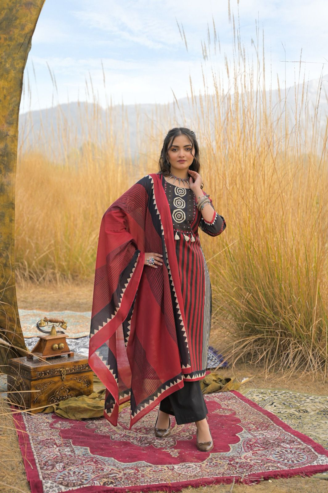 Jaipuri Cotton Black 3pc Set