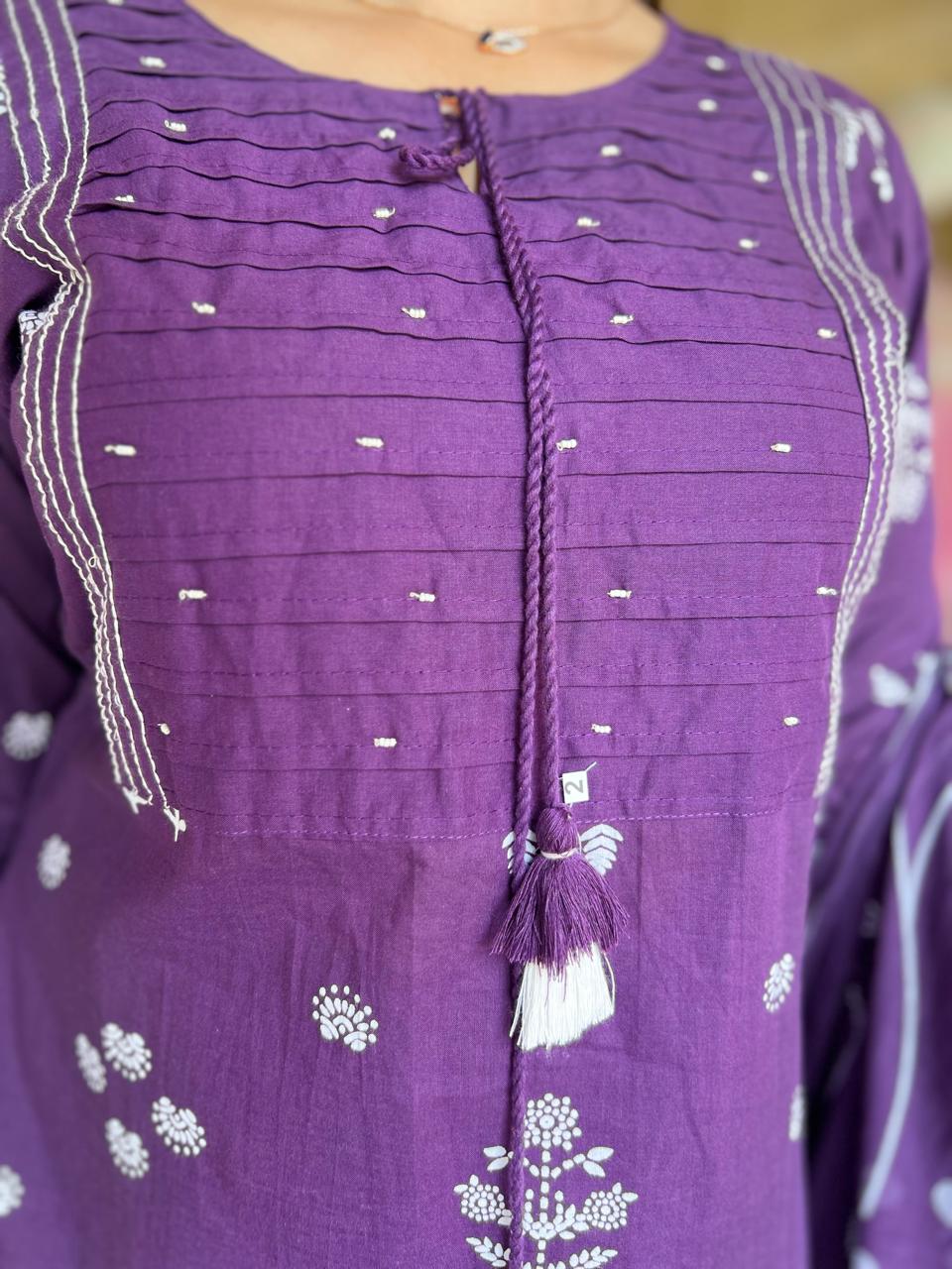 Pure Cotton Purple 3pc Set