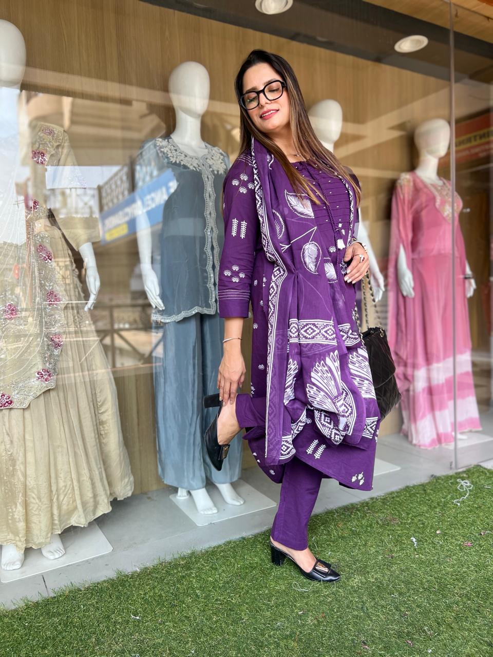 Pure Cotton Purple 3pc Set