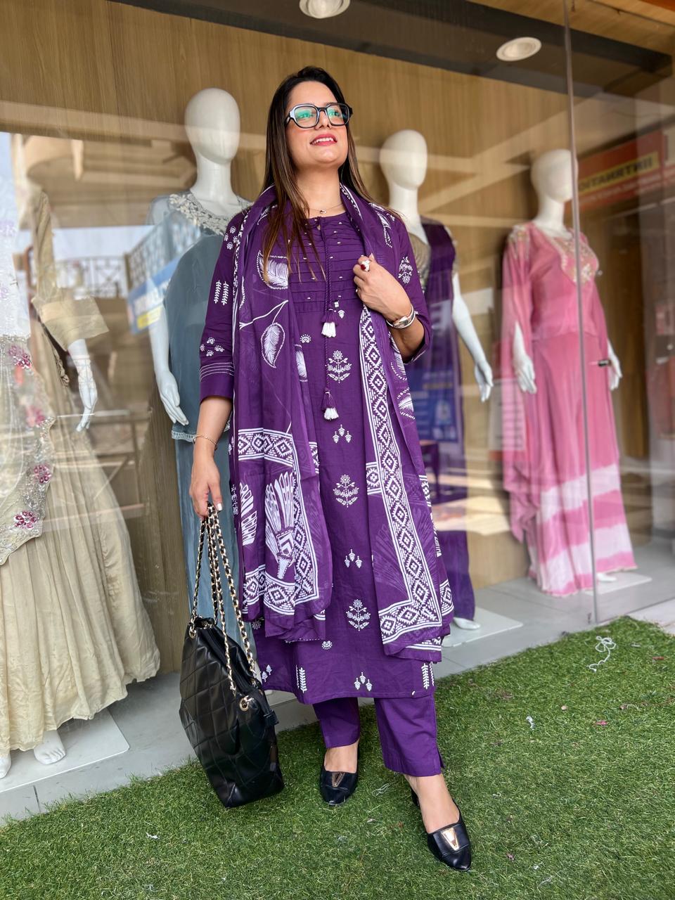 Pure Cotton Purple 3pc Set