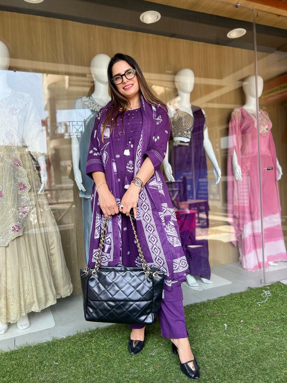 Pure Cotton Purple 3pc Set