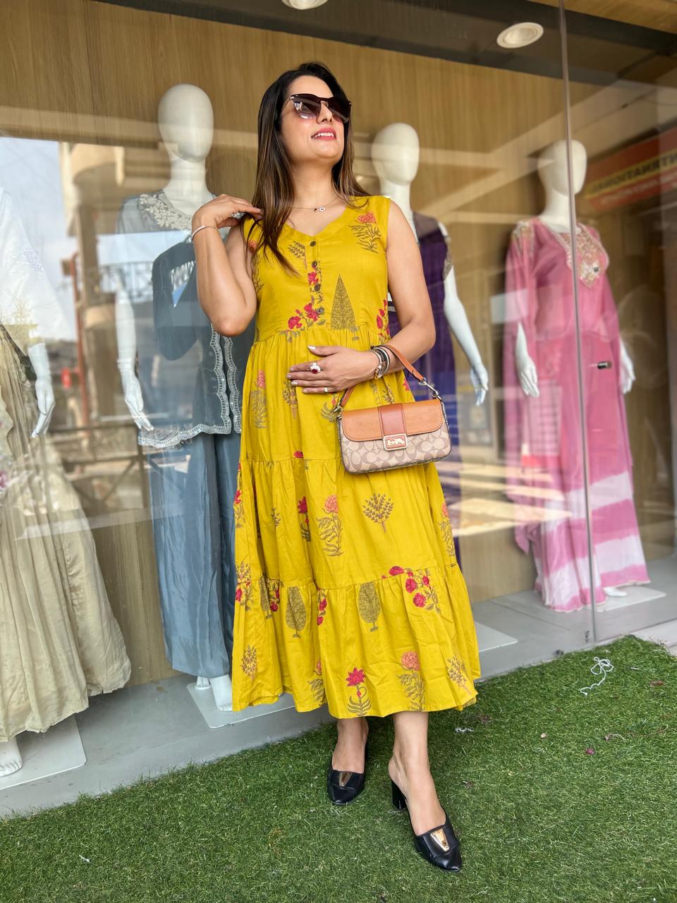 Pure Cotton Yellow Midi
