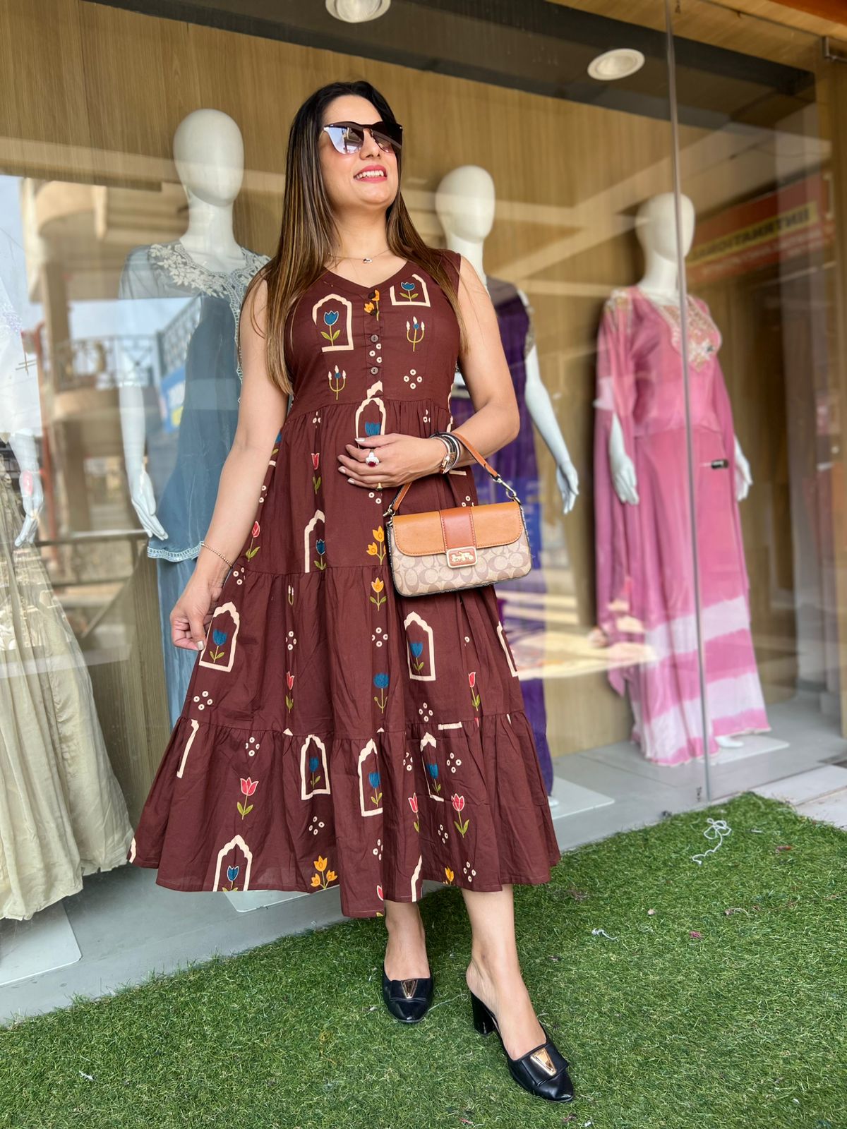 Pure Cotton Brown Midi