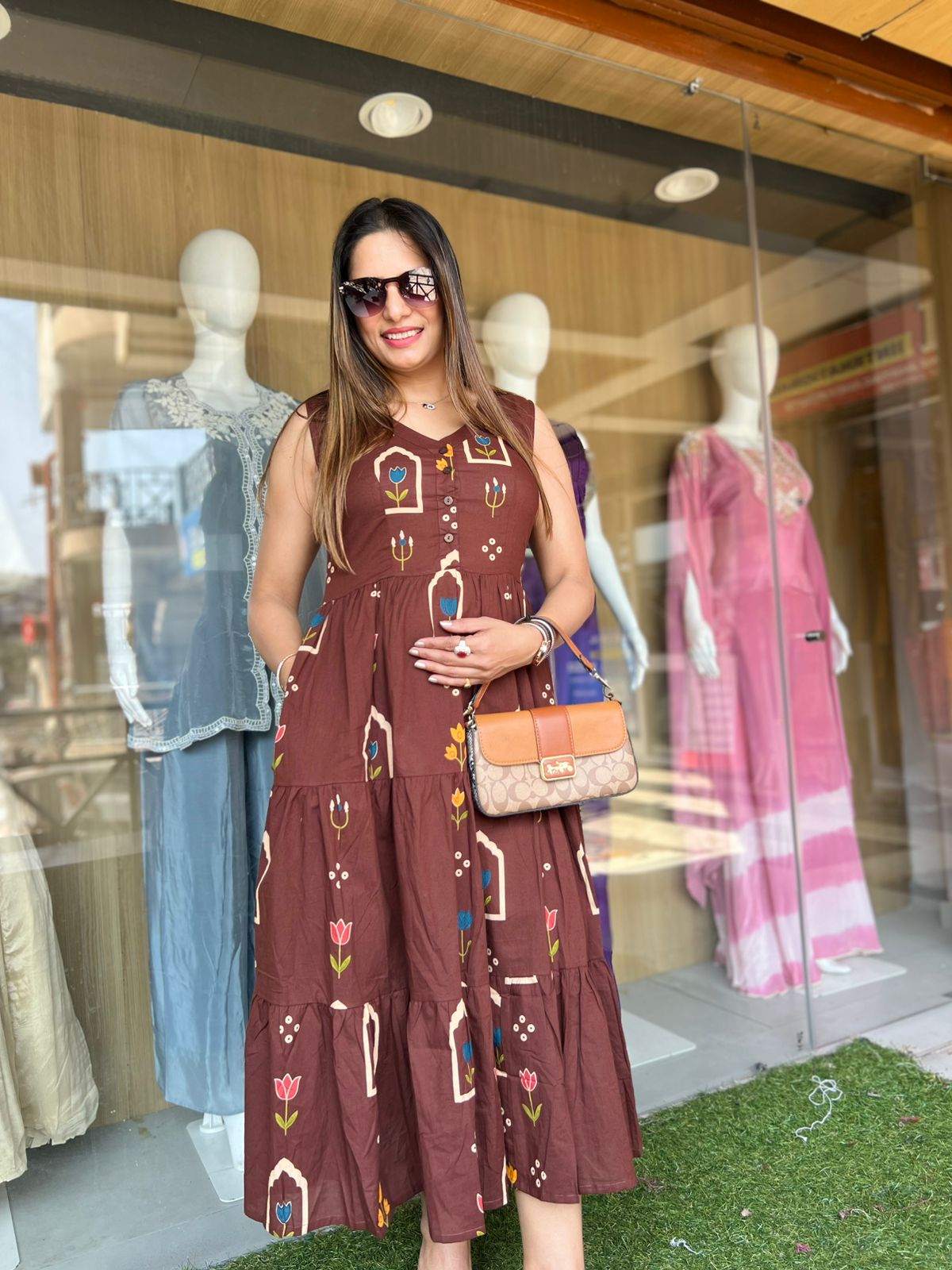 Pure Cotton Brown Midi