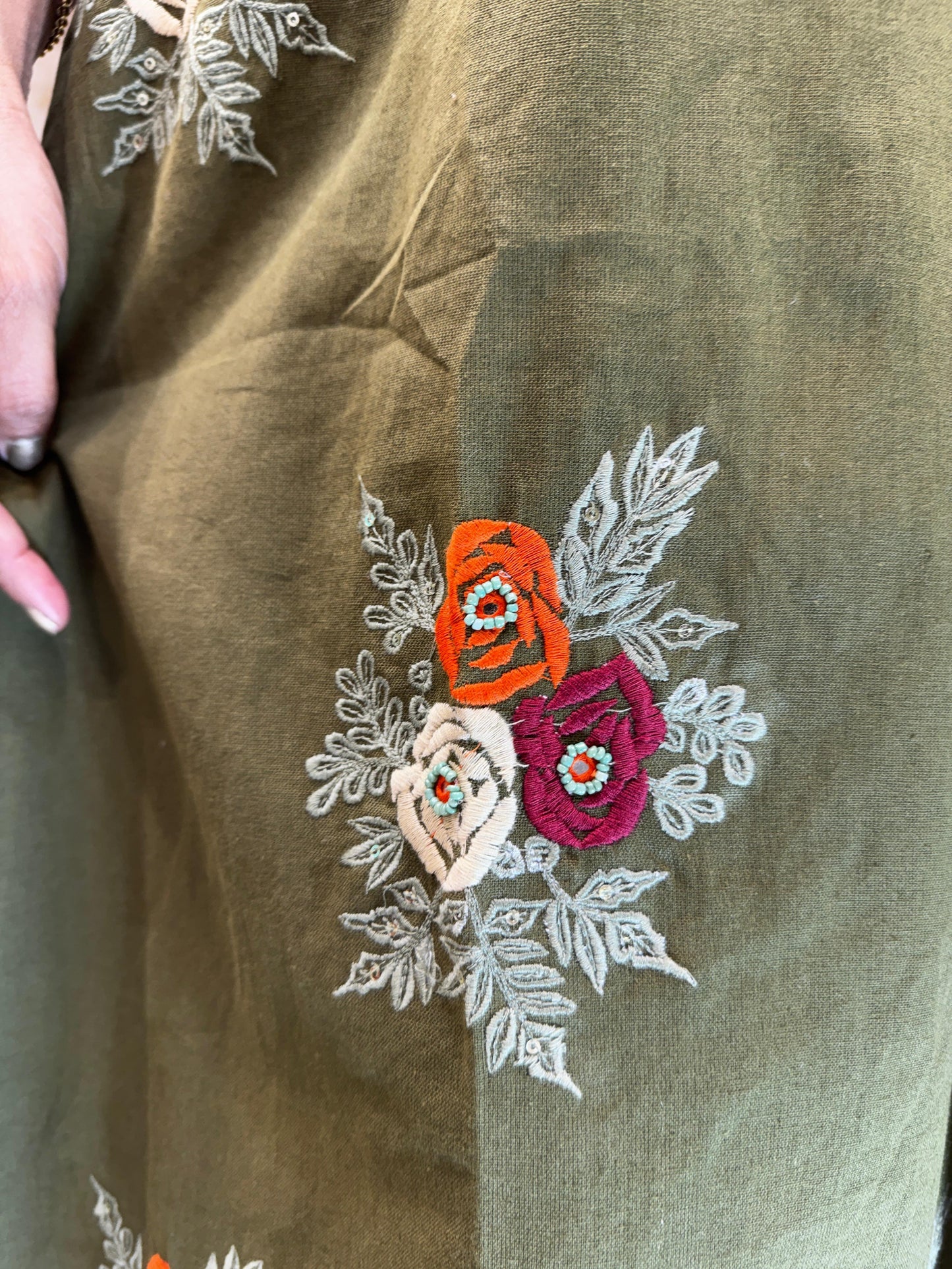 Pure Linen Flex Mahendi Green 3pc Set