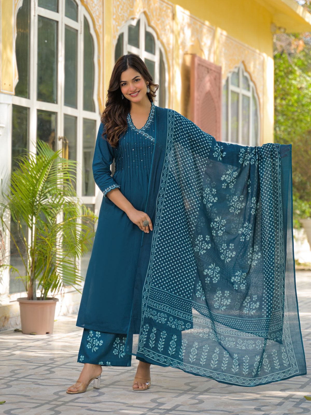 Pure Cotton Teal Blue 3pc Set