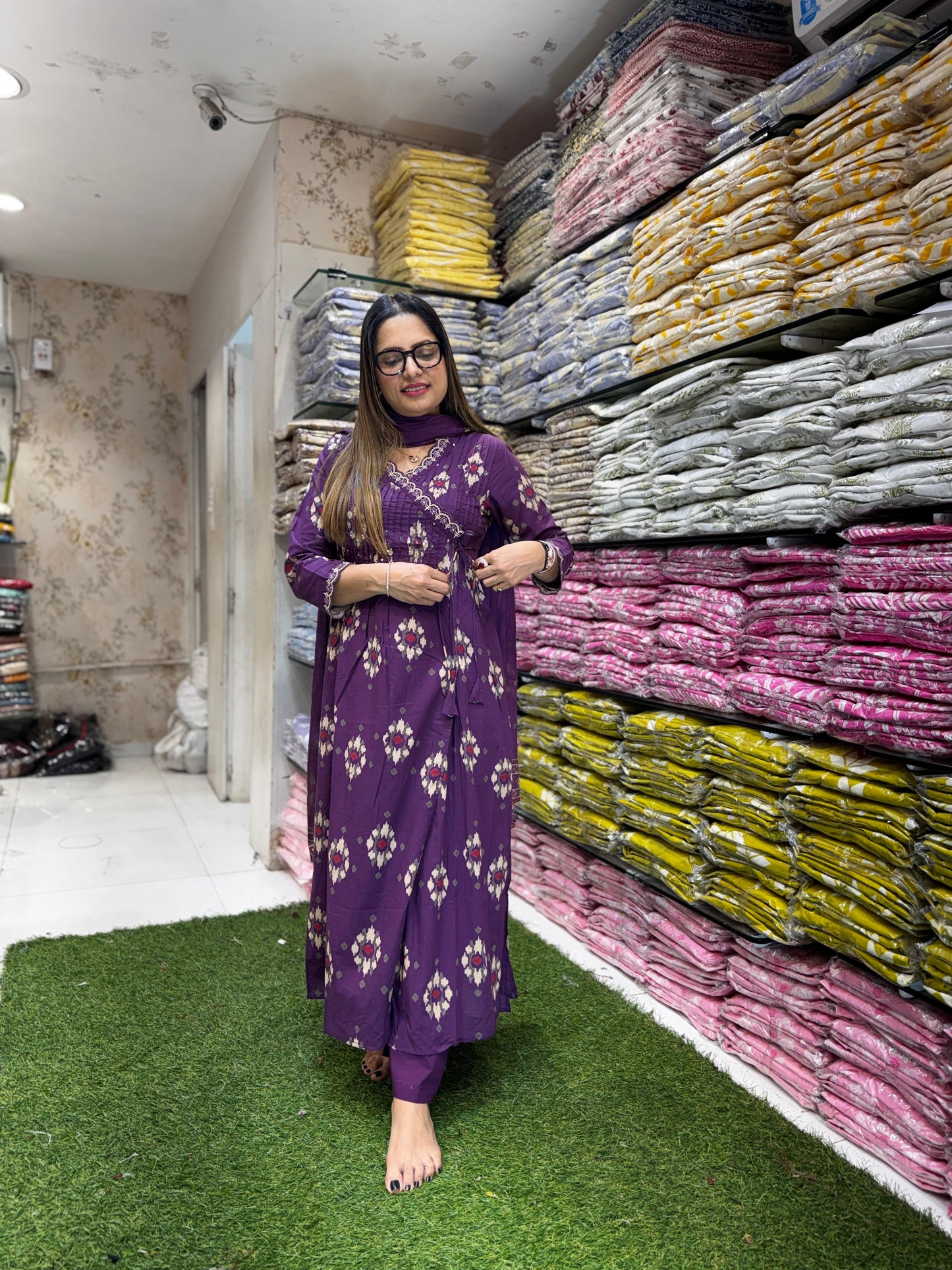 Pure Cotton Purple Angrakha 3pc Set