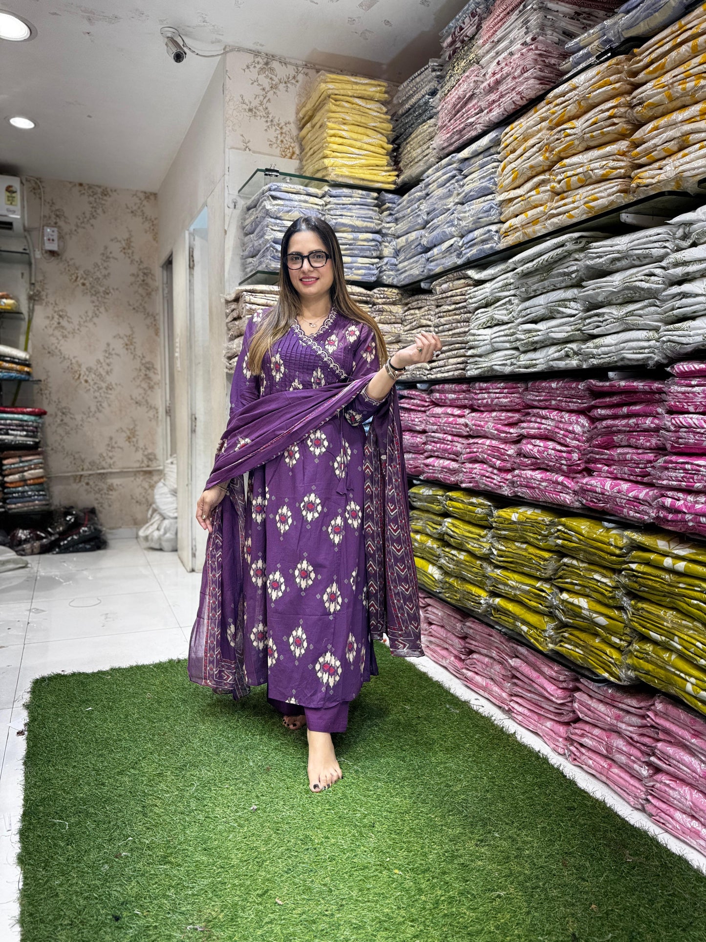 Pure Cotton Purple Angrakha 3pc Set
