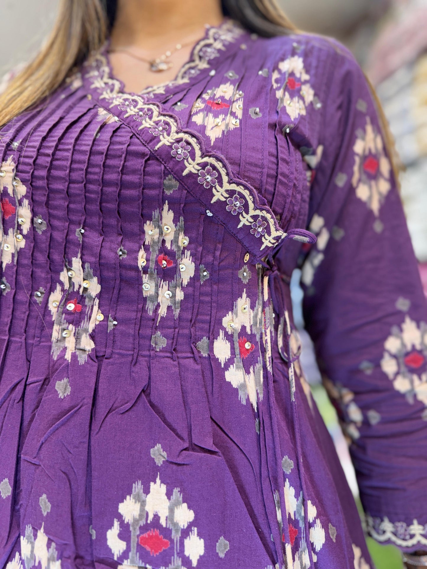 Pure Cotton Purple Angrakha 3pc Set