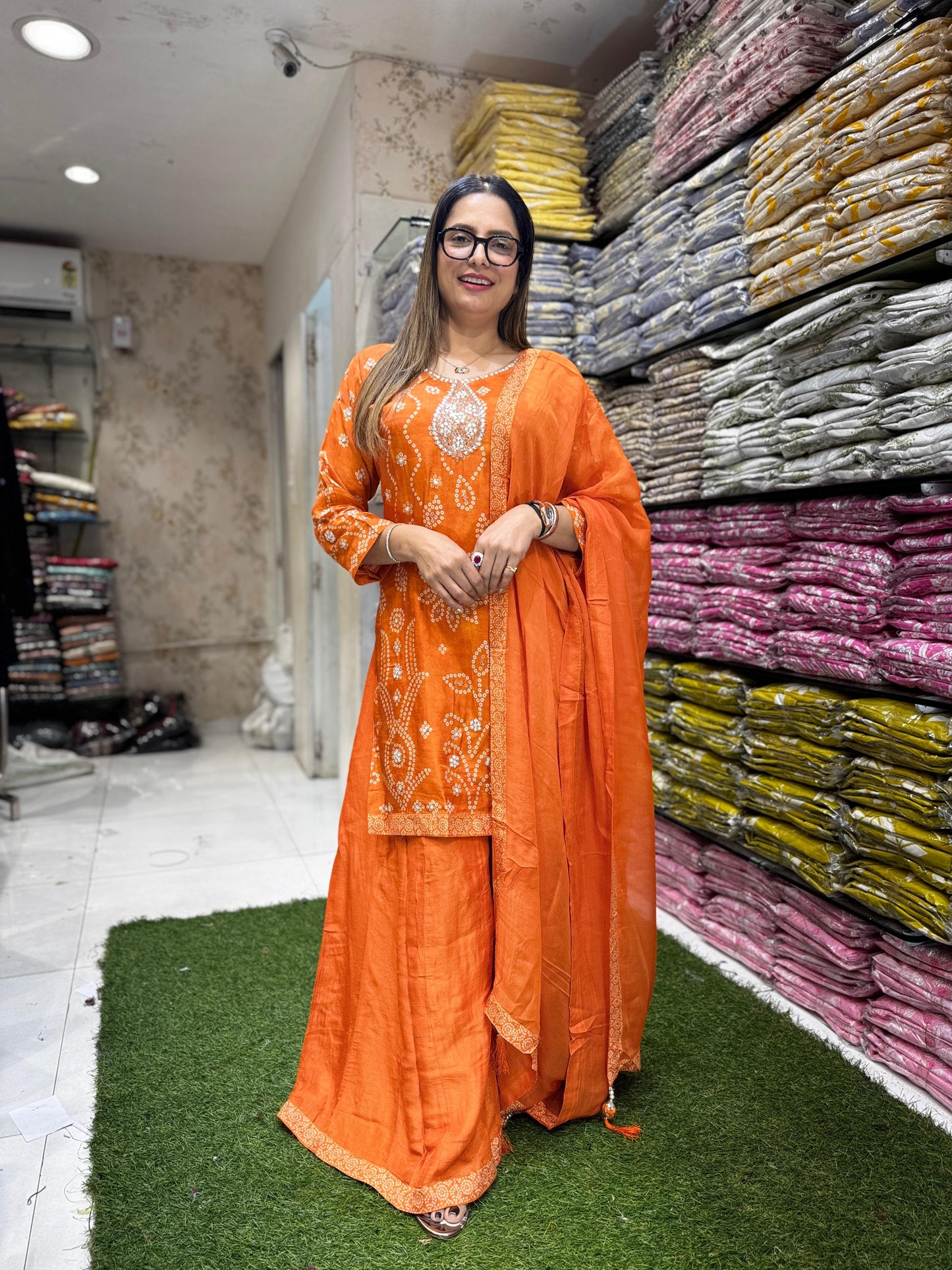 Pure Dola Silk Orange 3pc Set