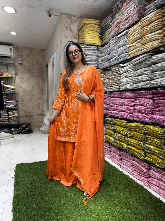 Pure Dola Silk Orange 3pc Set