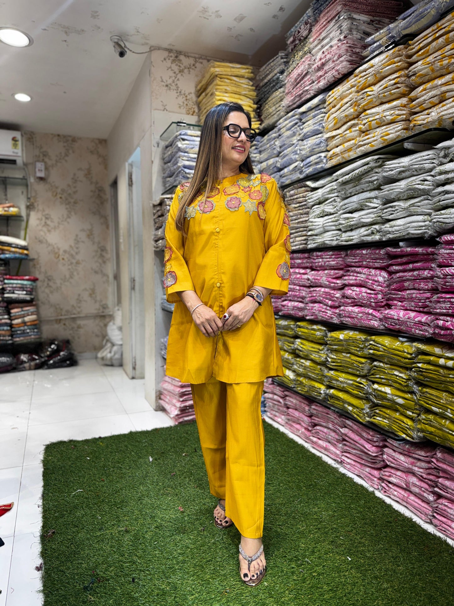 Pure Surat Mull Chanderi Yellow 2pc Set