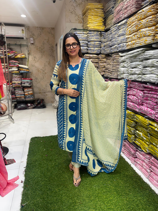 Pure Cotton Blue 3pc Set