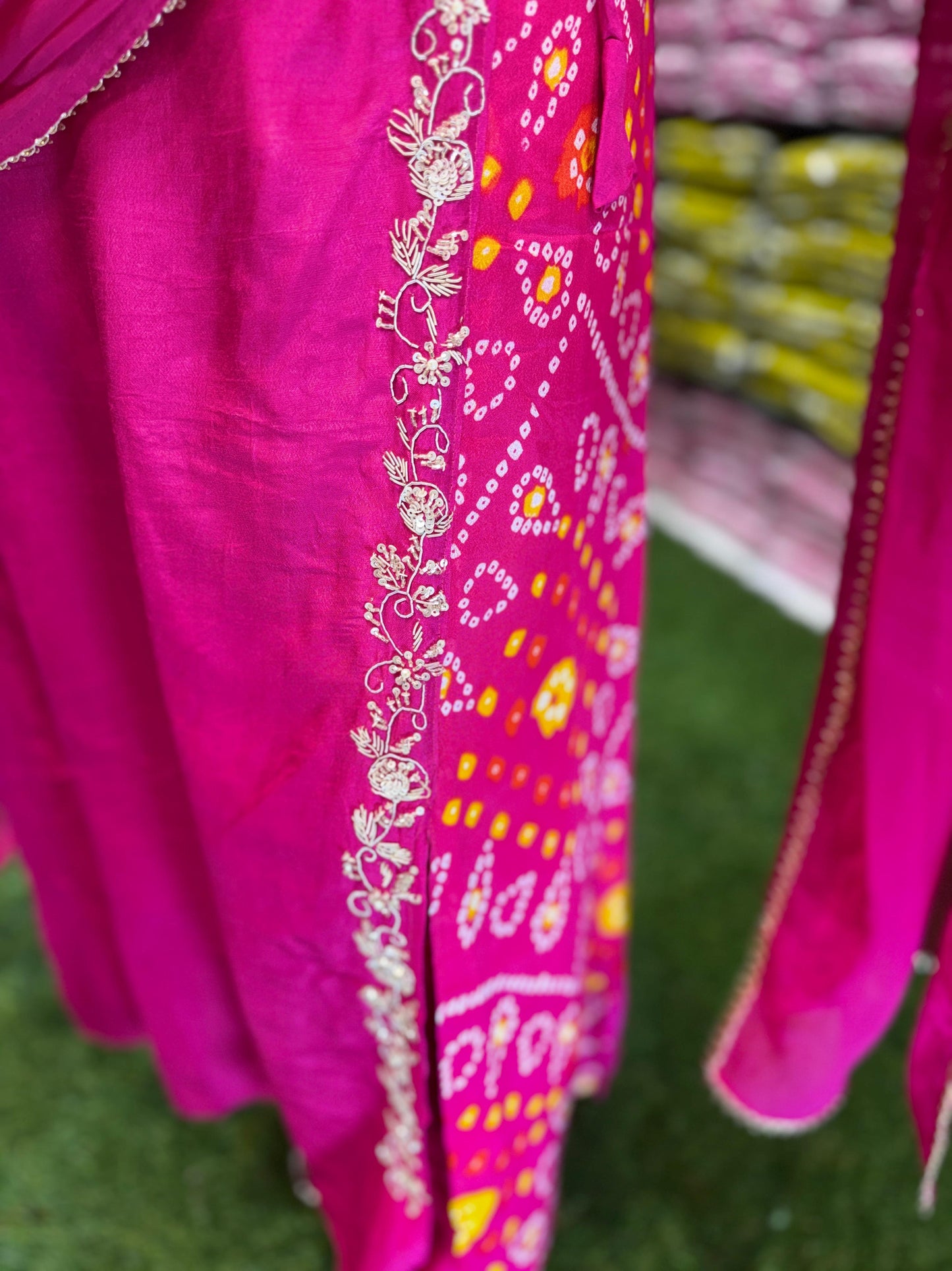 Pure Dola Chinon Pink Angrakha 3pc Set