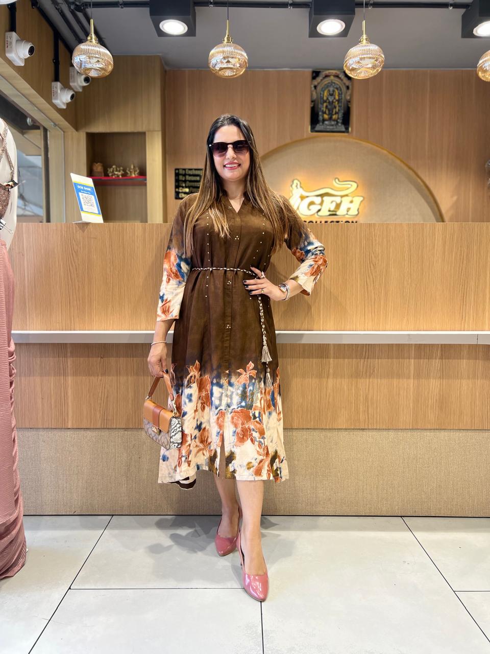 Pure German Rayon Choclate Brown Midi